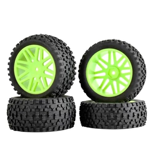 MKIUYVD RC Reifen Für HSP Für HP 4 Teile/los Gummi RC 1/10 Buggy Räder Reifen 12mm Hex RC Zubehör Gummi Reifen Ersatzteile(Green) von MKIUYVD