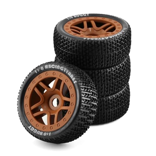 MKIUYVD RC Reifen Für HSP Für HPI Für Kyosho ZD Für Hongnuo 4 Stück 1/8 4WD Off Road Buggy Reifen Radfelgen 17 Mm Sechskant Für RC-Auto Im Maßstab 1:8(Brown) von MKIUYVD