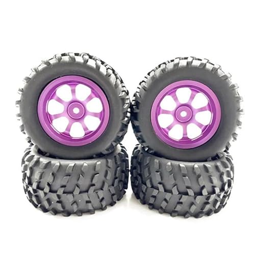 MKIUYVD RC Reifen Für MJX H16 16207 16208 16210 Für HBX 16889 SG1601 SCY 16101 1/16 RC Auto 4 Stück 82 Mm Gummireifen Metallfelge 12 Mm Sechskant(Purple) von MKIUYVD