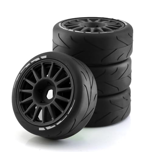 MKIUYVD RC Reifen Für Pull Für WRC Feishen Ping Run GT Reifen Für Racing Highway 4 Stück Verschleißfester Reifen 17 Mm Adapter 1/8 rc Cars Upgrade-Teile(Black) von MKIUYVD