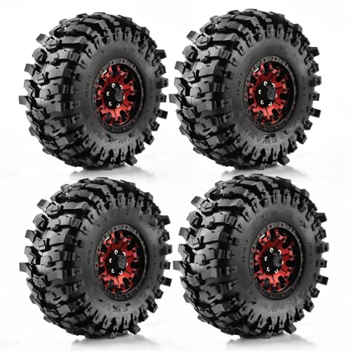 MKIUYVD RC Reifen Für TRX4 Für Axial SCX10 90046 Redcat Gen8 Rbx10 4PCS 110 * 38 Mm 1,9" Felgen Reifen Set Für 1:10 RC Rock Crawler Auto(Red,B) von MKIUYVD