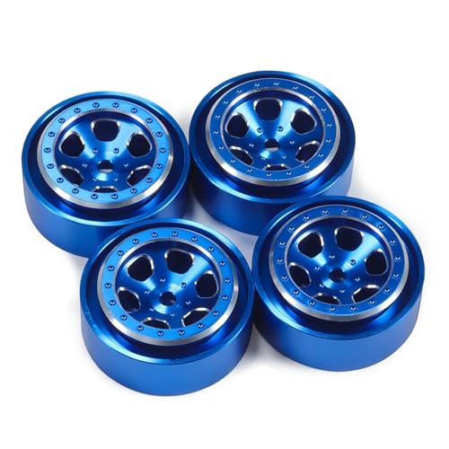 MKIUYVD RC Reifen Für TRX4-M Für Defender FCX24 SCX24 AX24 4 Stück 1,3 Zoll Beadlock-Felgen Aus Aluminiumlegierung 1/18 RC Crawler(Blue) von MKIUYVD