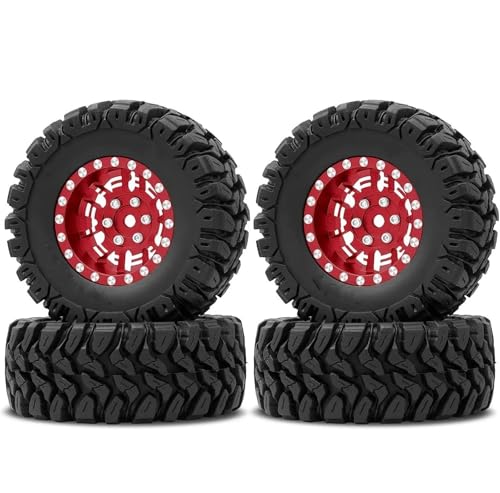 MKIUYVD RC Reifen Für TRX4M Für SCX24 FCX24 AX24 1/24 1/18 RC Crawler Car 1,2 Zoll Beadlock-Räder 7 Mm Negative Offset-Felgen Klebrige Reifen(Red) von MKIUYVD