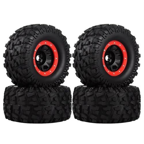 MKIUYVD RC Reifen Für TRXS Für Sledge Für Summit Für E-Revo Für Arrma Für Mojave RC-Auto 4 Stück 166 Mm Radreifen 17 Mm Sechskant Für 1/7 1/8 1/10 RC-Auto(Red,Type-A) von MKIUYVD