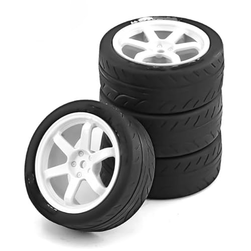 MKIUYVD RC Reifen Für TT01 TT02 XV01 4 STÜCKE 68 Mm 1/10 RC Für Rennwagenreifen Auf Der Straße Touring Drift Autoreifen Rad RC Autoreifen(White) von MKIUYVD