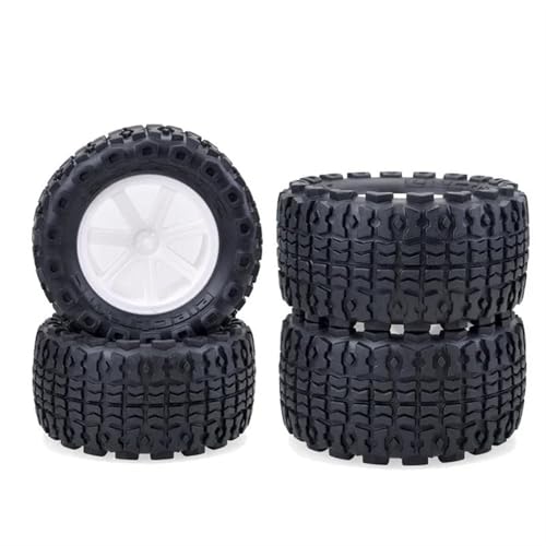 MKIUYVD RC Reifen Für Trxs Fernbedienung Truggy 4PCS 110mm RC Short Course Desert Truck Felgenreifensatz 12mm Nabensechskant Für 1/10 RC Autoreifen(White) von MKIUYVD