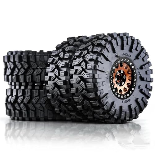 MKIUYVD RC Reifen Für Trxs Für TRX4 Für D90 Für Axial SCX10 4 Stück 120 Mm 1,9 Zoll Metall Beadlock Felge Gummireifen Für 1/10 RC Crawler Auto(Yellow) von MKIUYVD