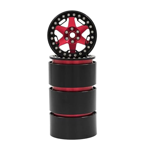 MKIUYVD RC Reifen Für Trxs Für TRX4 TRX6 Für Axial SCX10 Für Wraith rc Cars 2.2 Beadlock-Räder 5 Speichen Felge 64x35mm Für 1/10 Crawler(Red,B) von MKIUYVD