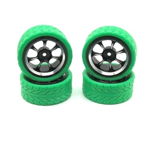 MKIUYVD RC Reifen Für WLtoys Für WPL MN Für Modell LC 1/18 1/16 1/14 1/12 RC Auto Modifizierte Metallradreifen, Gummireifen-Haut-Upgrade-Teile(Green) von MKIUYVD