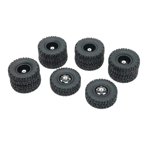 MKIUYVD RC Reifen Für WPL 6WD 1/16 C14 B16 B36 RC Crawler Autoteile 10 Stück Aluminiumlegierung Felgen Mit Gummireifen(Black) von MKIUYVD