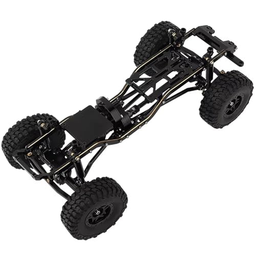 MKIUYVD RC Spielzeugautoteile Für 1/24 Für Axial SCX24 AXI00005 RC-Auto-Upgrade-Teile 1:24 DIY Metall-Upgrade-Autorahmen Mit Doppelten Vorderachsen(Black,with Wheels) von MKIUYVD