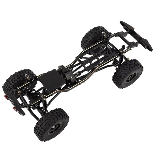MKIUYVD RC Spielzeugautoteile Für 1/24 Für Axial SCX24 AXI00005 RC-Auto-Upgrade-Teile 1:24 DIY Metall-Upgrade-Autorahmen Mit Doppelten Vorderachsen(Black,with Wheels+Bumper) von MKIUYVD