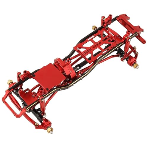 MKIUYVD RC Spielzeugautoteile Für 1/24 Für Axial SCX24 AXI00005 RC-Auto-Upgrade-Teile 1:24 DIY Metall-Upgrade-Autorahmen Mit Doppelten Vorderachsen(Red,Without Wheels) von MKIUYVD