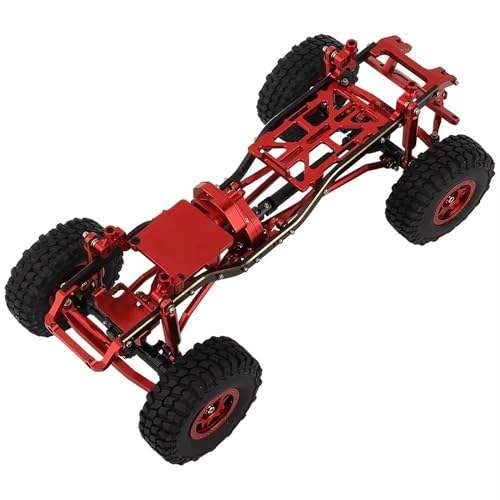 MKIUYVD RC Spielzeugautoteile Für 1/24 Für Axial SCX24 AXI00005 RC-Auto-Upgrade-Teile 1:24 DIY Metall-Upgrade-Autorahmen Mit Doppelten Vorderachsen(Red,with Wheels) von MKIUYVD