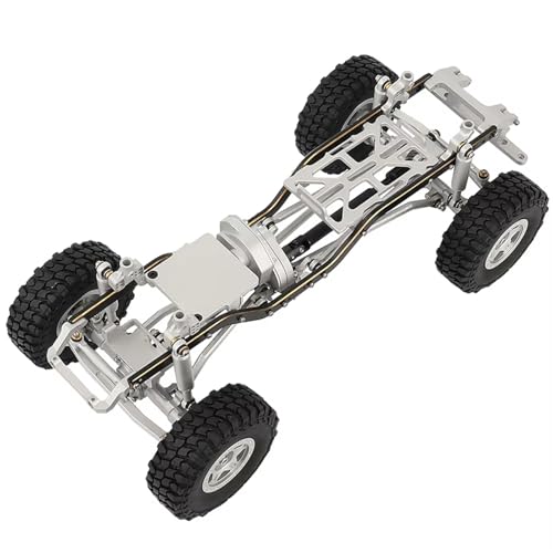MKIUYVD RC Spielzeugautoteile Für 1/24 Für Axial SCX24 AXI00005 RC-Auto-Upgrade-Teile 1:24 DIY Metall-Upgrade-Autorahmen Mit Doppelten Vorderachsen(Silver,with Wheels) von MKIUYVD