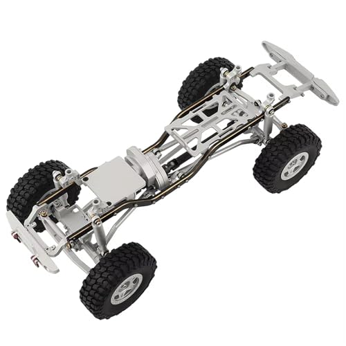 MKIUYVD RC Spielzeugautoteile Für 1/24 Für Axial SCX24 AXI00005 RC-Auto-Upgrade-Teile 1:24 DIY Metall-Upgrade-Autorahmen Mit Doppelten Vorderachsen(Silver,with Wheels+Bumper) von MKIUYVD