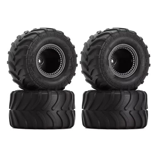 MKIUYVD RC Spielzeugautoteile Für Axial Für SCX24 Für FMS Für FCX24 AX24 (MT1012) 1/24 RC Crawler Auto Für Monster Truck Felge Reifen Set 4PCS 70 * 38mm(Black) von MKIUYVD