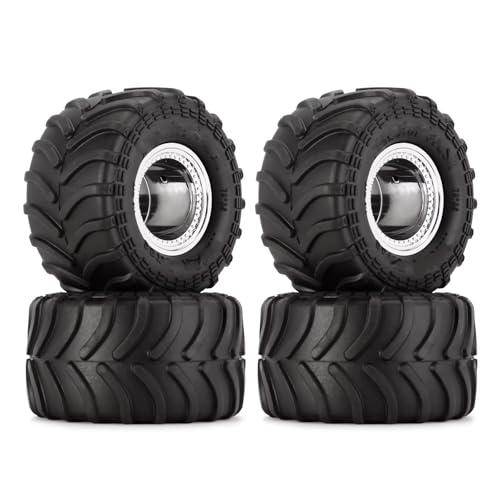 MKIUYVD RC Spielzeugautoteile Für Axial Für SCX24 Für FMS Für FCX24 AX24 (MT1012) 1/24 RC Crawler Auto Für Monster Truck Felge Reifen Set 4PCS 70 * 38mm(Silver) von MKIUYVD