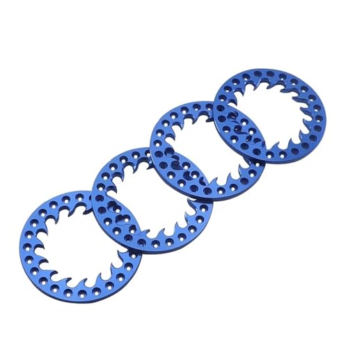 MKIUYVD RC Spielzeugautoteile Für Axial SCX10 TRX4 TRX6 D90 CC01 1/10 RC Crawler 1.9 Räder Hub 4PCS Aluminiumlegierung 1,9 Zoll Beadlock Rad Außenring(Blue) von MKIUYVD
