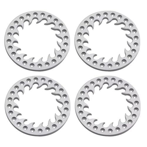 MKIUYVD RC Spielzeugautoteile Für Axial SCX10 TRX4 TRX6 D90 CC01 1/10 RC Crawler 1.9 Räder Hub 4PCS Aluminiumlegierung 1,9 Zoll Beadlock Rad Außenring(White) von MKIUYVD