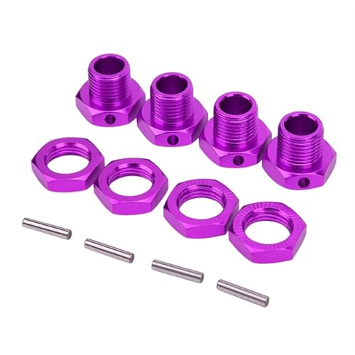 MKIUYVD RC Spielzeugautoteile Für HSP 1/8 RC Crawler Autoteilen 4 STK RC Radsechskanttreiber 17 MM Aluminiumlegierung Radsechskantkupplung Upgrade Zubehör Teilesatz(Purple) von MKIUYVD