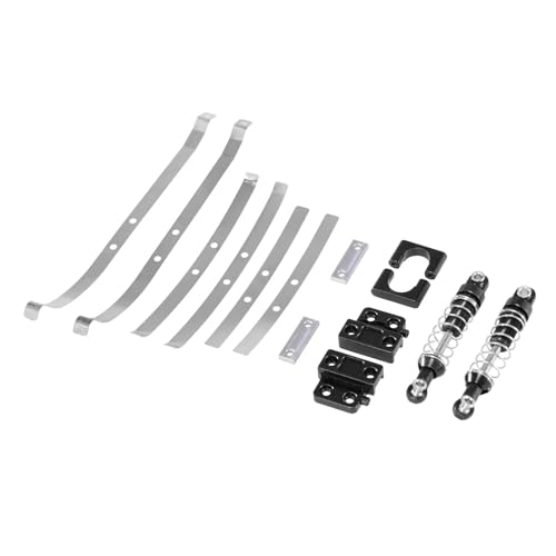 MKIUYVD RC Spielzeugautoteile Für MN 1/12 Für MN82 LC79 1/12 RC Auto Upgrade Hinterachse Befestigungsteile, Hintere Stoßdämpfer Federstahlplatte Metall Modifizierte Teile(Black) von MKIUYVD