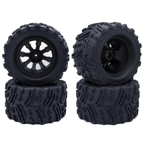 MKIUYVD RC Spielzeugautoteile Für Trxs Für Himoto Für HSP Für HPI Für Redcat 1/10 RC Für Monster Truck Reifen Und Felgen 12 Mm Sechskant 4 Stück 120 Mm 125 Mm Gummireifen(7474-1) von MKIUYVD
