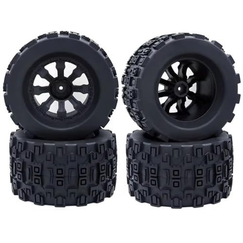MKIUYVD RC Spielzeugautoteile Für Trxs Für Himoto Für HSP Für HPI Für Redcat 1/10 RC Für Monster Truck Reifen Und Felgen 12 Mm Sechskant 4 Stück 120 Mm 125 Mm Gummireifen(7476-1) von MKIUYVD