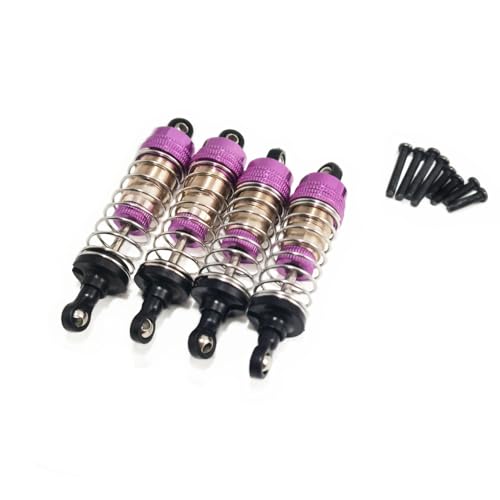 MKIUYVD RC Spielzeugautoteile Für Wltoys 144001 144002 124016 124017 124018 124019 144010 Rc Auto 4 Stücke Vorne Und Hinten Öl Typ Stoßdämpfer Upgrades Teile Mithelfer(Purple) von MKIUYVD