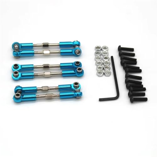 MKIUYVD RC Spielzeugautoteile Für Wltoys 144001 144010 14016 14018 124008 124010 124016 124017 124018 124019 RC Fernbedienung Auto Metall Upgrade Stange 6 Teile(Blue) von MKIUYVD