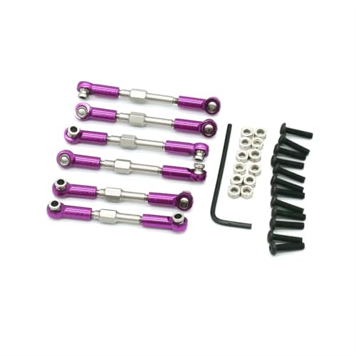 MKIUYVD RC Spielzeugautoteile Für Wltoys 144001 144010 14016 14018 124008 124010 124016 124017 124018 124019 RC Fernbedienung Auto Metall Upgrade Stange 6 Teile(Purple) von MKIUYVD