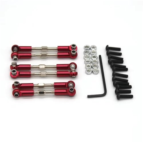MKIUYVD RC Spielzeugautoteile Für Wltoys 144001 144010 14016 14018 124008 124010 124016 124017 124018 124019 RC Fernbedienung Auto Metall Upgrade Stange 6 Teile(Red) von MKIUYVD