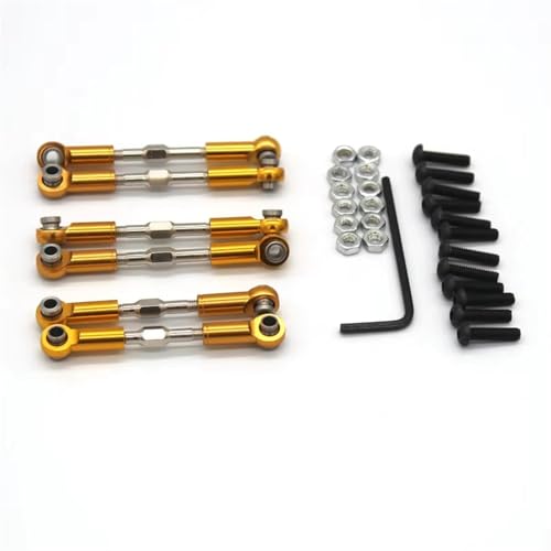 MKIUYVD RC Spielzeugautoteile Für Wltoys 144001 144010 14016 14018 124008 124010 124016 124017 124018 124019 RC Fernbedienung Auto Metall Upgrade Stange 6 Teile(Yellow) von MKIUYVD