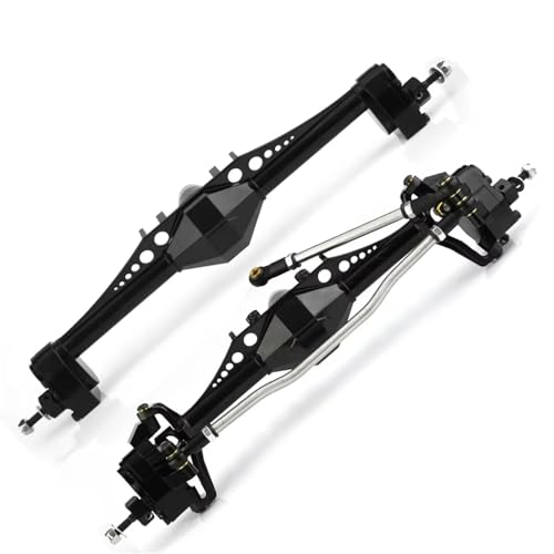 MKIUYVD RC Spielzeugautoteile Kompatibel Mit Axial Für Scx10iii Für Capra 1.9 Für Unlimited Für Trail 1/10 RC Crawler Car Upgrade 2 Stück Aluminiumlegierung Vorne Hinterachse(Black) von MKIUYVD