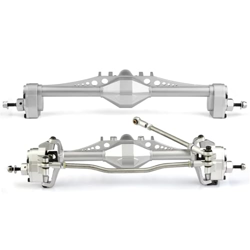 MKIUYVD RC Spielzeugautoteile Kompatibel Mit Axial Für Scx10iii Für Capra 1.9 Für Unlimited Für Trail 1/10 RC Crawler Car Upgrade 2 Stück Aluminiumlegierung Vorne Hinterachse(Silver) von MKIUYVD