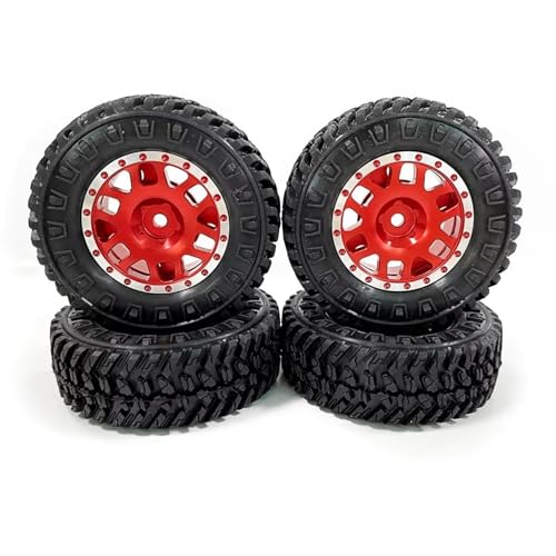 MKIUYVD RC Spielzeugautoteile Kompatibel Mit FMS Für FCX24 1/24 RC Autozubehör Ersatzteile RC-Upgrade-Teil Kunststoff Verschleißfeste Felgen Reifen(Red) von MKIUYVD