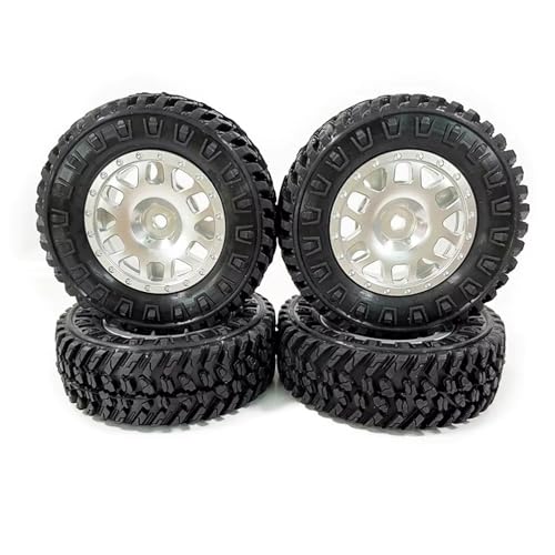 MKIUYVD RC Spielzeugautoteile Kompatibel Mit FMS Für FCX24 1/24 RC Autozubehör Ersatzteile RC-Upgrade-Teil Kunststoff Verschleißfeste Felgen Reifen(Silver) von MKIUYVD