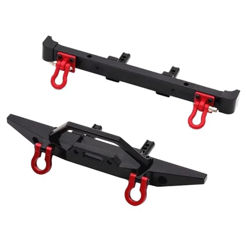 MKIUYVD RC Spielzeugautoteile Kompatibel Mit MN128 Metall-Front- Und Heckstoßstange Mit Abschlepphaken, 1/10 RC Crawler Auto, Upgrade-Teile, Zubehör(Black,Front and Rear) von MKIUYVD