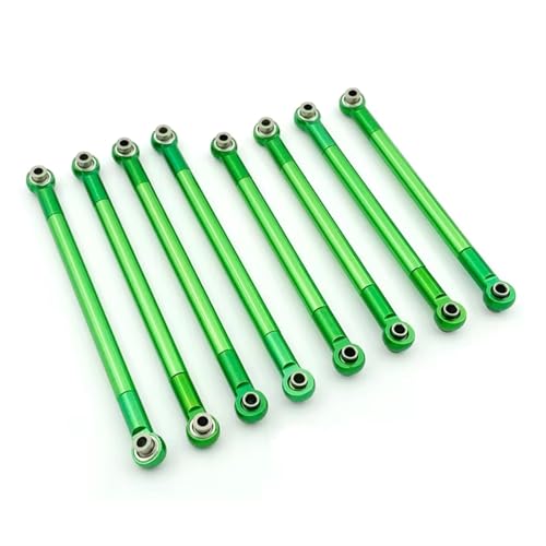 MKIUYVD RC Spielzeugautoteile Kompatibel Mit MN86S Für MN86 MN86KS MN86K MN G500 1/12 RC Autozubehör Tuningteile 8 STÜCKE Metall Zugstange Verbindungsstange(Green) von MKIUYVD