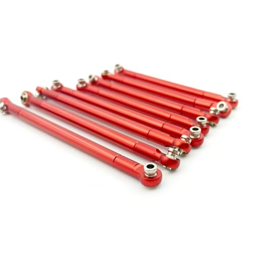 MKIUYVD RC Spielzeugautoteile Kompatibel Mit MN86S Für MN86 MN86KS MN86K MN G500 1/12 RC Autozubehör Tuningteile 8 STÜCKE Metall Zugstange Verbindungsstange(Red) von MKIUYVD