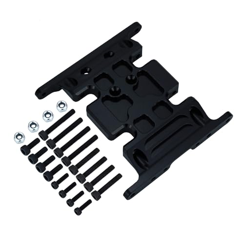 MKIUYVD RC Spielzeugautoteile Kompatibel Mit SCX10 90047 90022 90028 1/10 RC Crawler Upgrade Teile Aluminium AlloySkid Plate Getriebehalterung(Black,A) von MKIUYVD