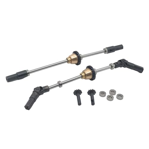 MKIUYVD RC Spielzeugautoteile Kompatibel Mit WPL C14 C24 C34 B14 B24 B16 D12 Metalldifferential Vorne Mitte Hinterachse Stahlgetriebe Antriebswelle 1/16 rc Cars Upgrade-Teile(Front Rear) von MKIUYVD