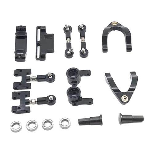 MKIUYVD RC Spielzeugautoteile Kompatibel Mit WPL Für D12 1/10 RC-Autozubehör, Ersatzteile, RC-Upgrade-Teil, 1 Stück Lenknabenträger Aus Aluminiumlegierung(Black) von MKIUYVD