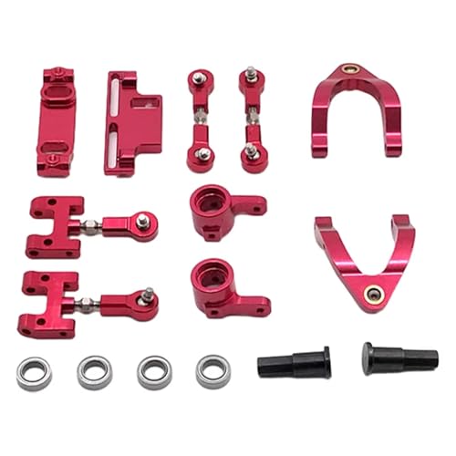 MKIUYVD RC Spielzeugautoteile Kompatibel Mit WPL Für D12 1/10 RC-Autozubehör, Ersatzteile, RC-Upgrade-Teil, 1 Stück Lenknabenträger Aus Aluminiumlegierung(Red) von MKIUYVD