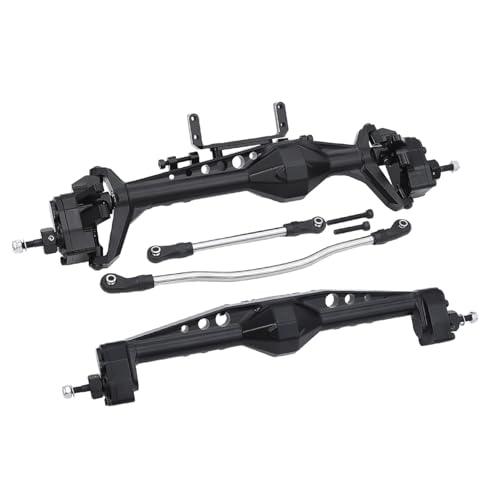RC-Achsen-Komplettset Für Axial Für Capra AXI03004 Für LCG 1/10 RC Crawler Auto Upgrade Teile Aluminium Legierung Vorne Hinten Portal Achse Mit Servo Halterungen(Black,Front Axle and Rear Axle) von MKIUYVD