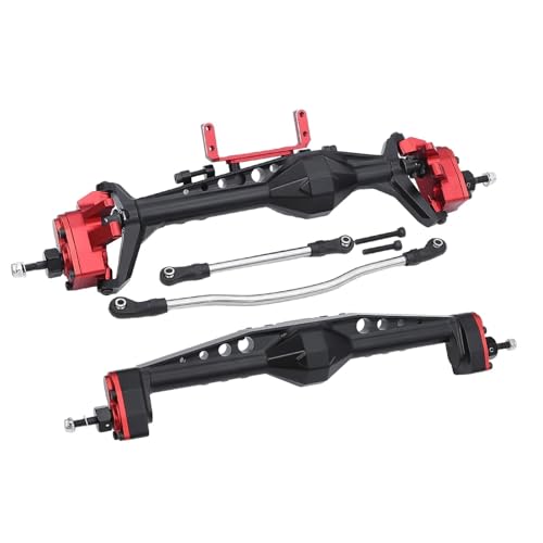 RC-Achsen-Komplettset Für Axial Für Capra AXI03004 Für LCG 1/10 RC Crawler Auto Upgrade Teile Aluminium Legierung Vorne Hinten Portal Achse Mit Servo Halterungen(Red,Front Axle and Rear Axle) von MKIUYVD