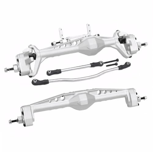 RC-Achsen-Komplettset Für Axial Für Capra AXI03004 Für LCG 1/10 RC Crawler Auto Upgrade Teile Aluminium Legierung Vorne Hinten Portal Achse Mit Servo Halterungen(Silver,Front Axle and Rear Axle) von MKIUYVD