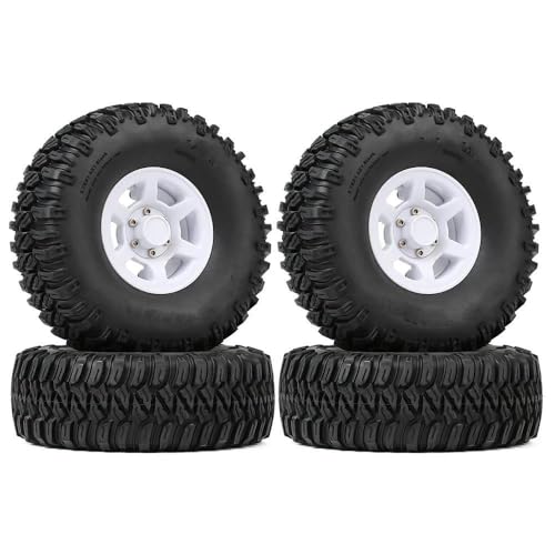 RC Reifen Für AX90069 Für Tamiya CC01 LC70 1/18 Für Aixal UTB18 Capra 4PCS 1,55 Beadlock Kunststoff Felge Reifen Für RC Crawler Auto(White,C) von MKIUYVD
