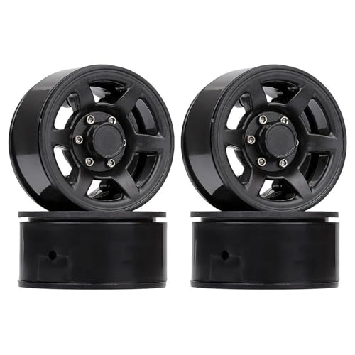RC Reifen Für Axial Für 90069 D90 TF2 Für Tamiya CC01 LC70 4 Stück Kunststoff 1,55" Beadlock Felge Weiß/schwarz Für 1/10 RC Crawler Auto(Black) von MKIUYVD
