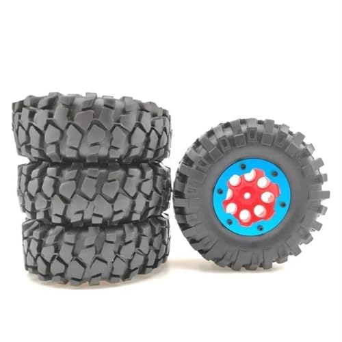 RC Reifen Für Axial Für SCX10 Für Tamiya CC01 D90 TF2 Trxs TRX4 1,9 Zoll Gummireifen Felge 96 Mm Für 1/10 RC Rock Crawler(Blue red) von MKIUYVD